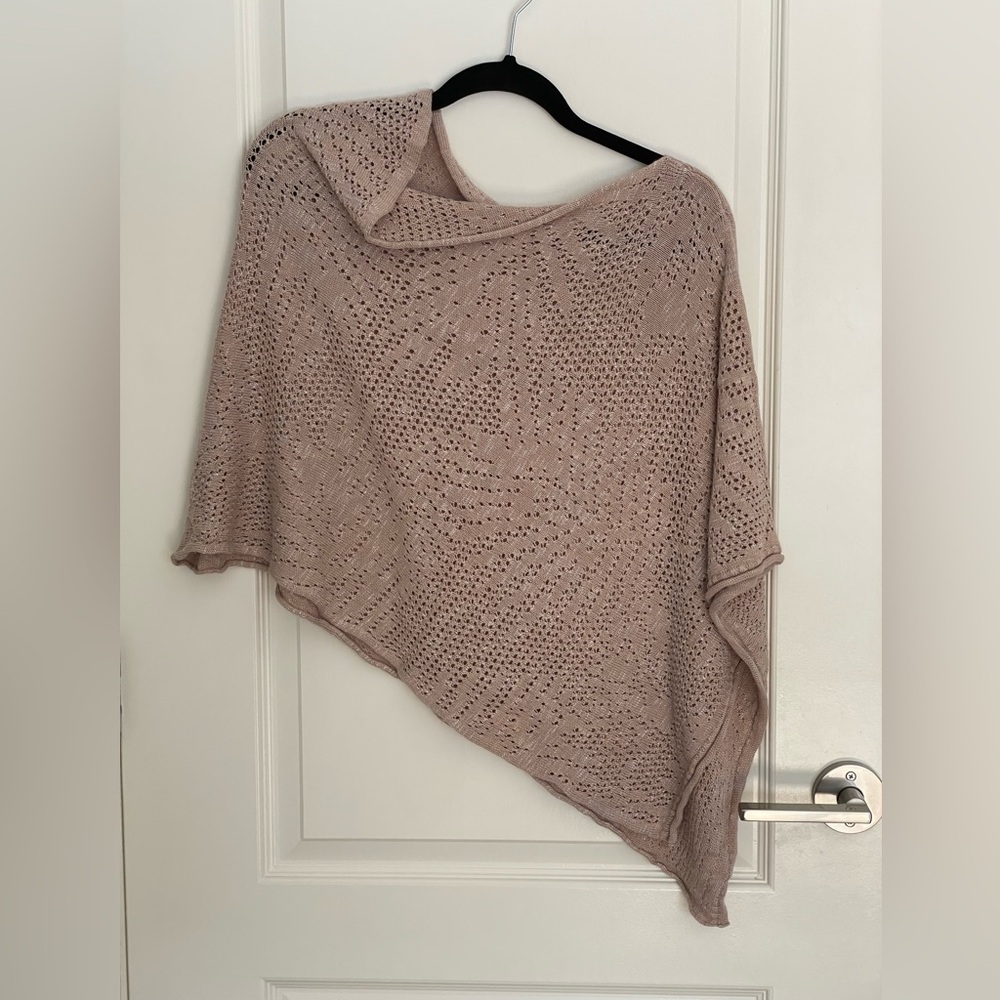 BOHEMIAN Taupe Crochet Asymmetrical Off Shoulder Shrug Lightweight XS